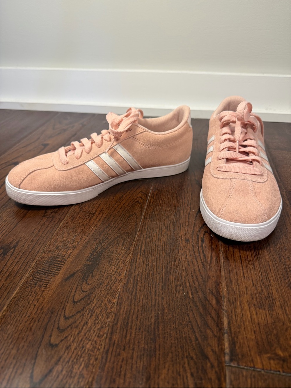 Adidas Neo Pink Suede Sneakers White Stripes Women’s 8.5